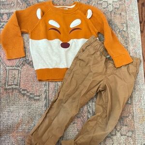 Fox Sweater and Khaki Pants Set